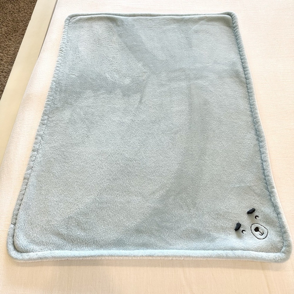 Carters Puppy Dog Face Blue Baby Blanket Sherpa 3D Sensory